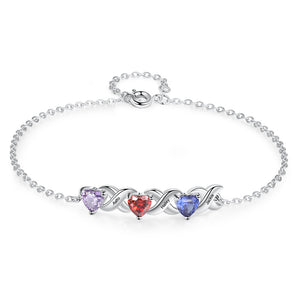 Family Custom Bracelet Heart Personalized with 2+ Birthstones