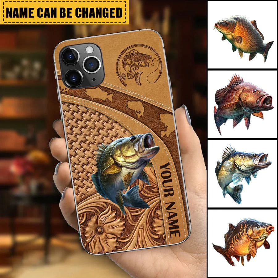 Fishing Brown Floral Patterned Personalized Phone Case