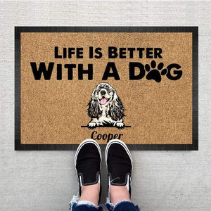Life Is Better With Dog Doormat, Dog Lover Gift, Non-slip Welcome Mats