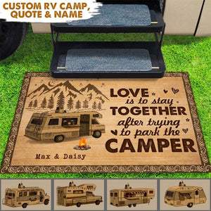 Love Is To Stay Together Couple Camping Doormat