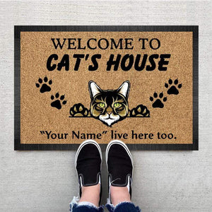 Welcome To Cat's House, Cat Doormat, Cat Lover Gift, For Cat Mom, Home Decor