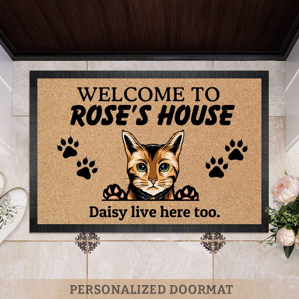 Welcome To Cat's House, Cat Doormat, Cat Lover Gift, For Cat Mom, Home Decor
