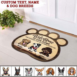 Welcome To Our Home Dog Doormat, Custom Paw Shape Doormat, HN590