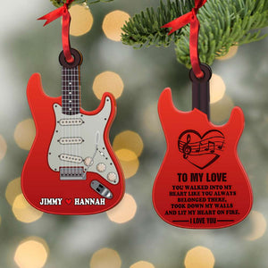 Electric Guitar Couple To My Love Personalized Christmas Ornament