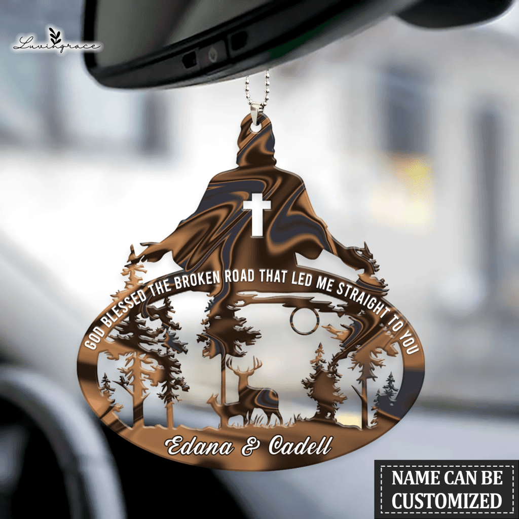 Jesus With Buck And Doe God Blessed Personalized Ornament