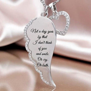 Lovely Letter Print Wings Angel Silver Chain Necklace