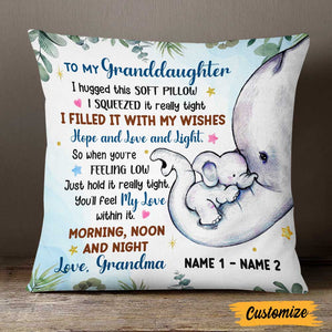 Personalized Granddaughter Elephant Birth Announcement Pillow