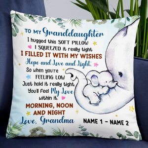 Personalized Granddaughter Elephant Birth Announcement Pillow