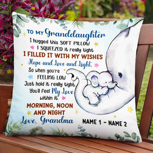 Personalized Granddaughter Elephant Birth Announcement Pillow