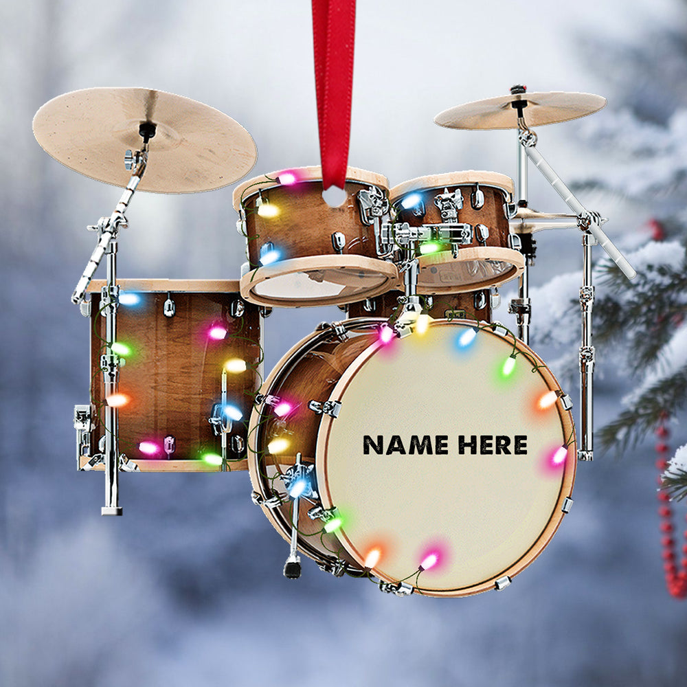 Drum Kit with Christmas Lights Personalized Christmas Ornament