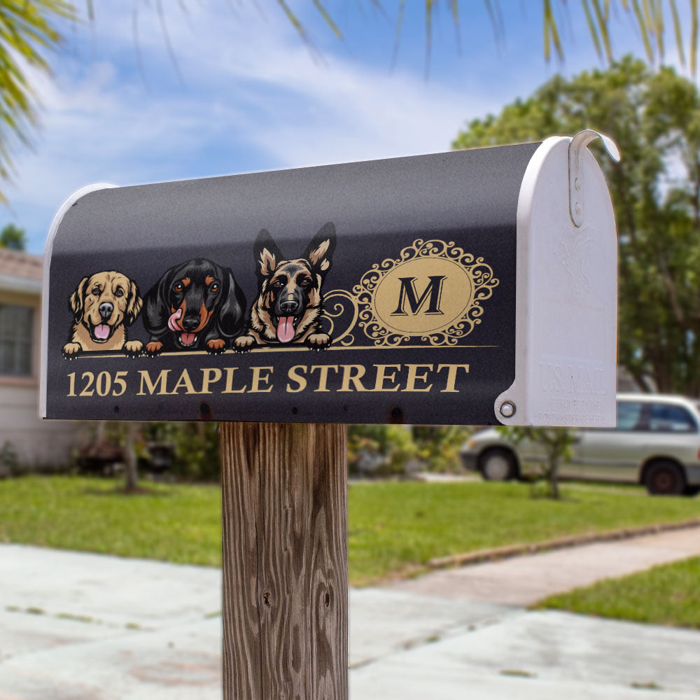 Elegant Family House Number Magnetic Mailbox Cover, Dog Lover Gift