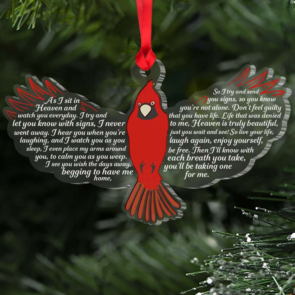 Cardinal Bird A Letter From Heaven, Personalized Memorial Ornament