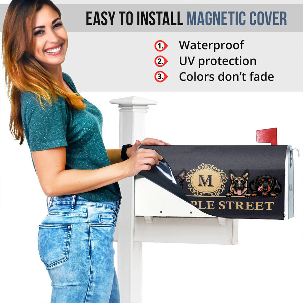 Elegant Family House Number Magnetic Mailbox Cover, Dog Lover Gift