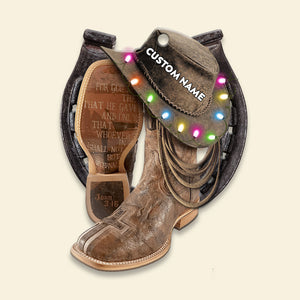 Cowboy For God - Personalized Flat Ornament -Cowboy Boots Hat and Lasso