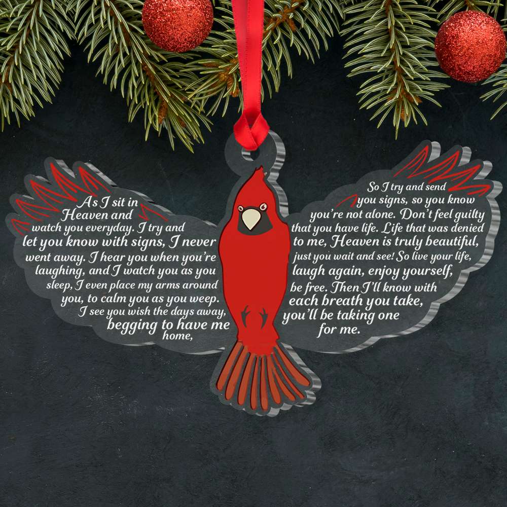 Cardinal Bird A Letter From Heaven, Personalized Memorial Ornament