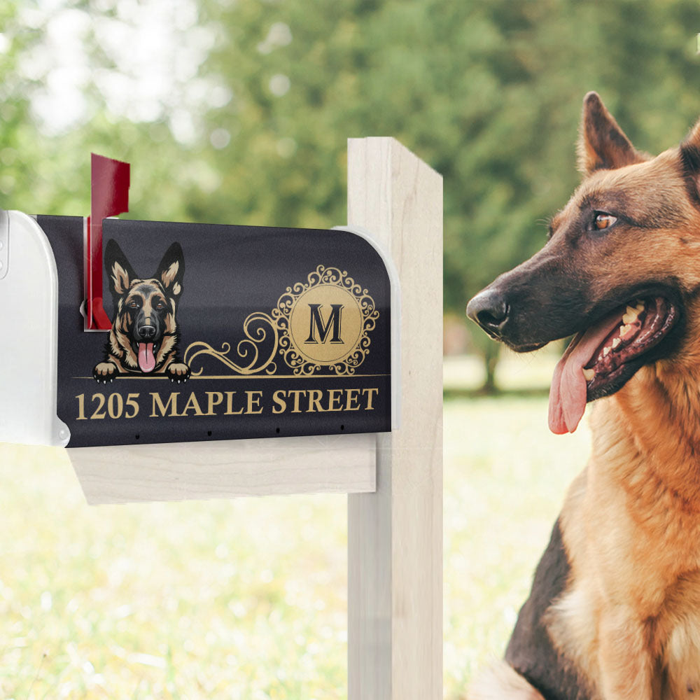 Elegant Family House Number Magnetic Mailbox Cover, Dog Lover Gift