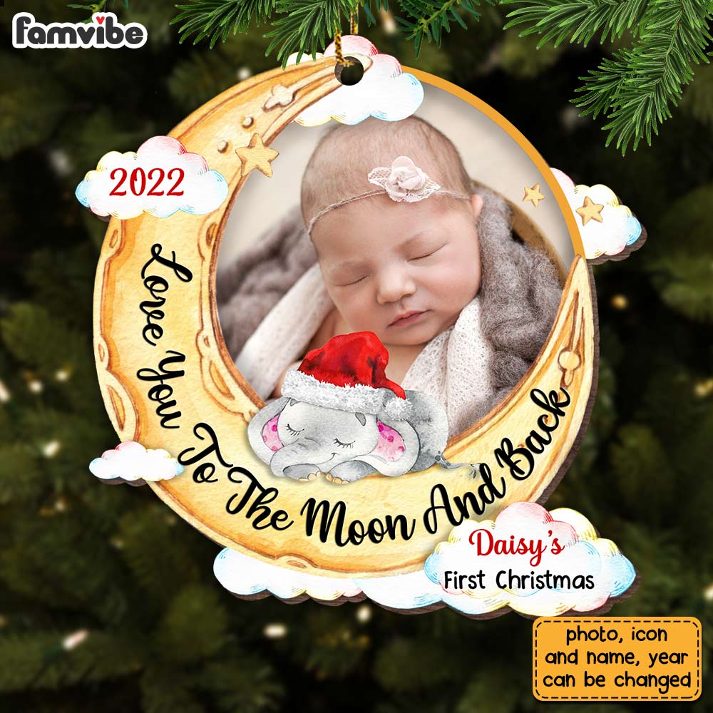 Personalized Elephant Baby First Christmas Ornament