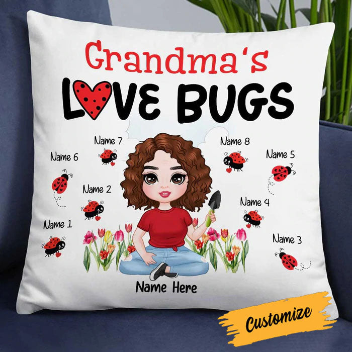 Personalized Mom Grandma Love Bugs Pillowcase