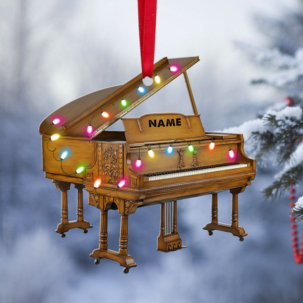 Piano with Christmas Light Personalized Christmas Ornament