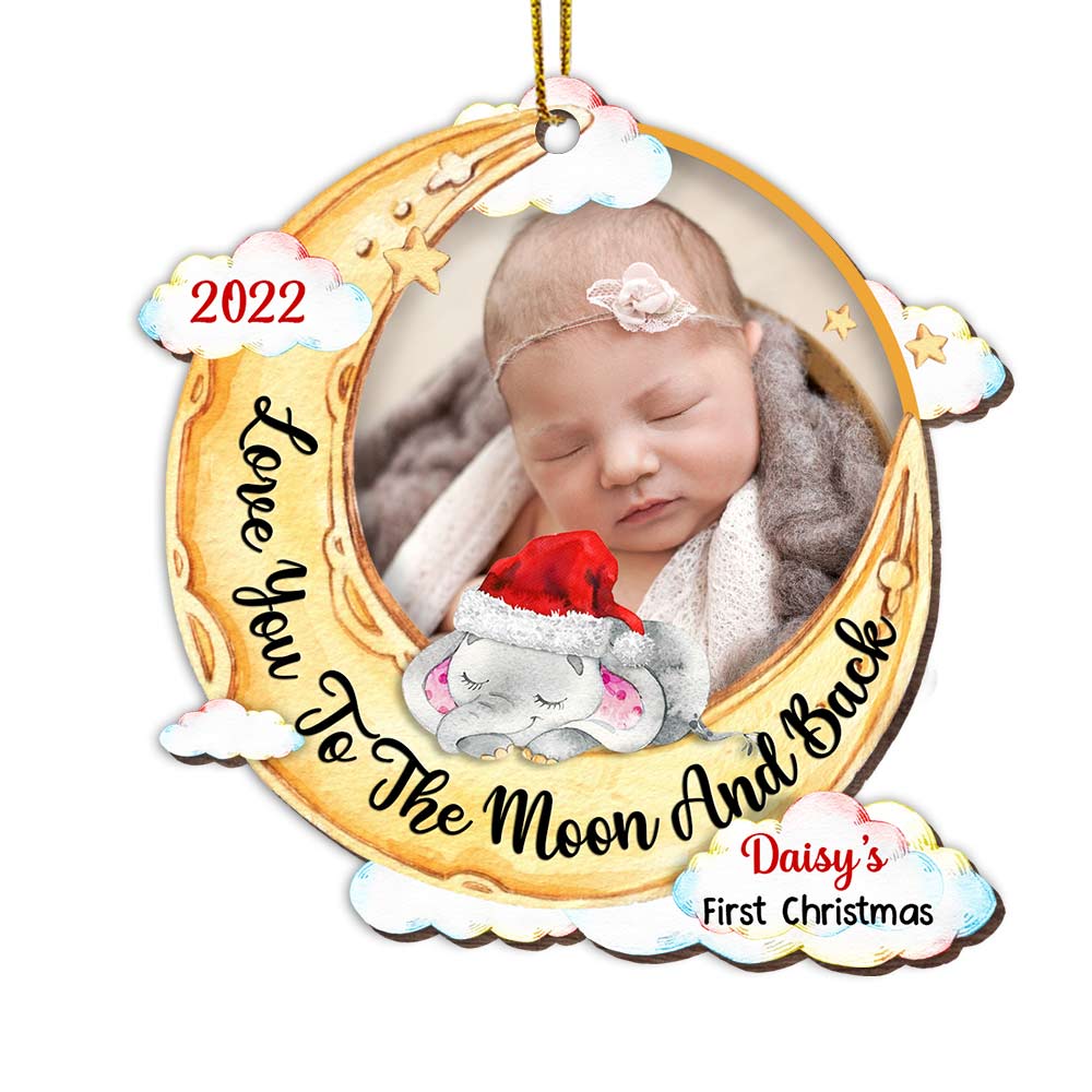 Personalized Elephant Baby First Christmas Ornament