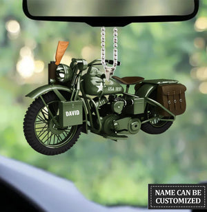 Army Military Motorcycle - Personalized Flat Ornament - Gift for Army Man