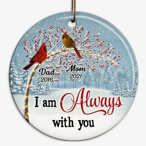 Berry Tree Cardinals Memorial Personalized Circle Ornament