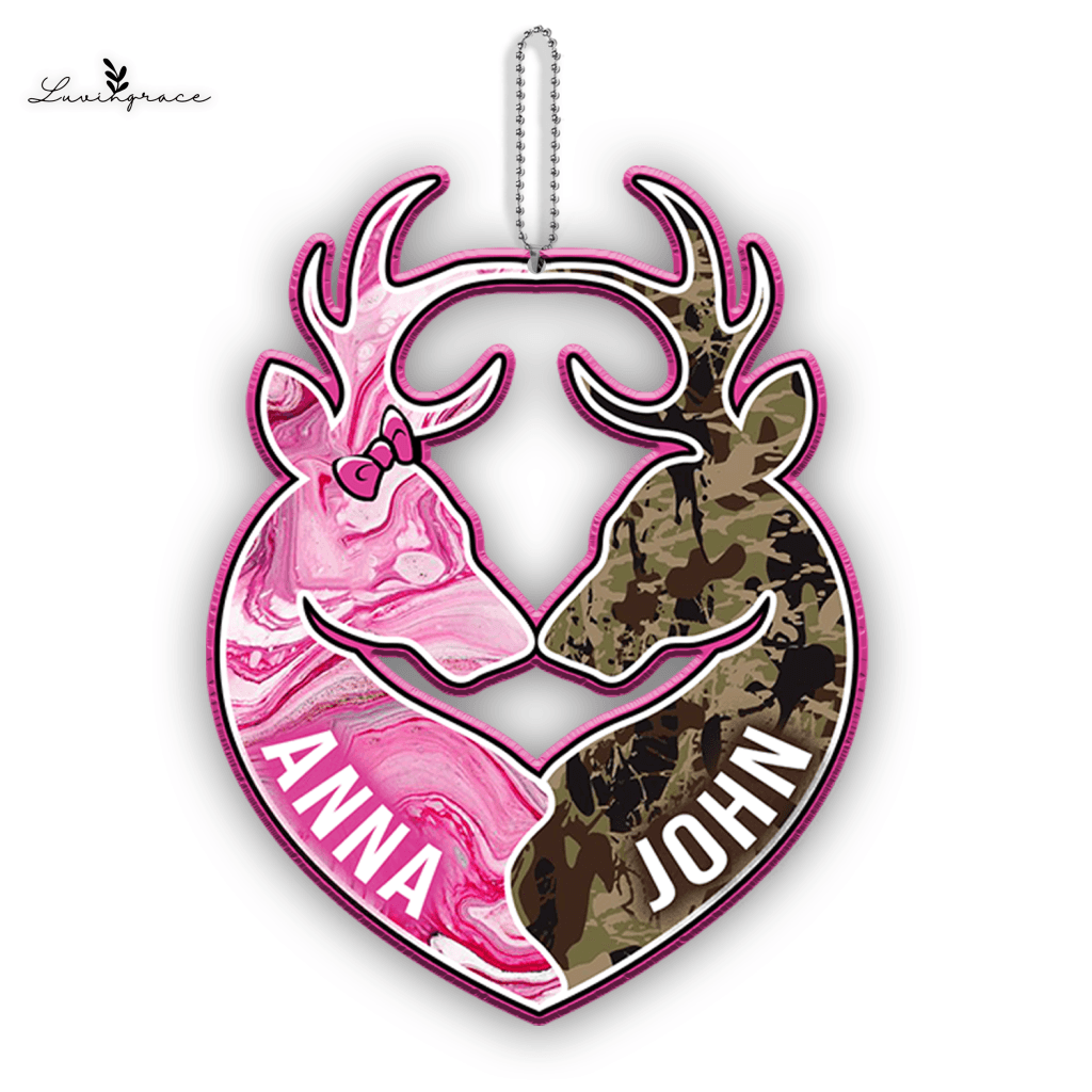 Personalized Buck And Doe Camo Ornament