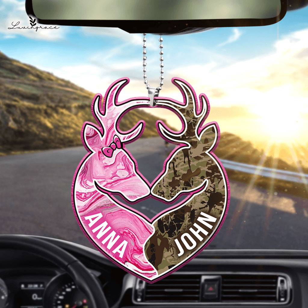 Personalized Buck And Doe Camo Ornament