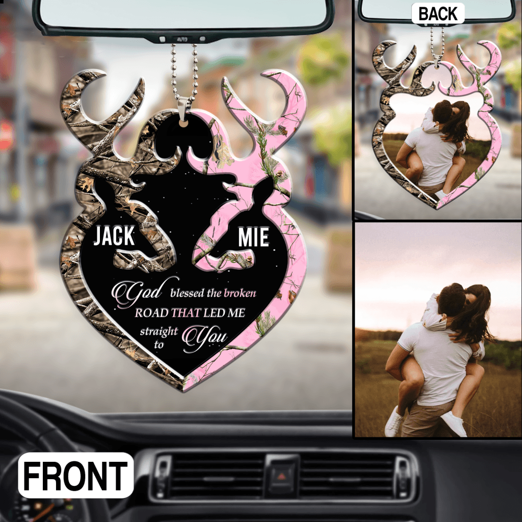 Personalized Heart Of Buck And Doe God Blessed Two Sided Ornament