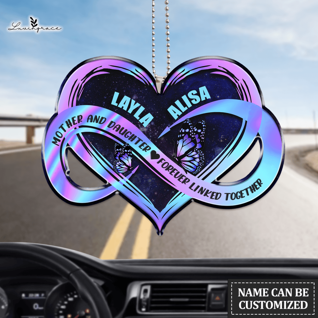 Personalized Mother And Daughter Forever Linked Together Ornament