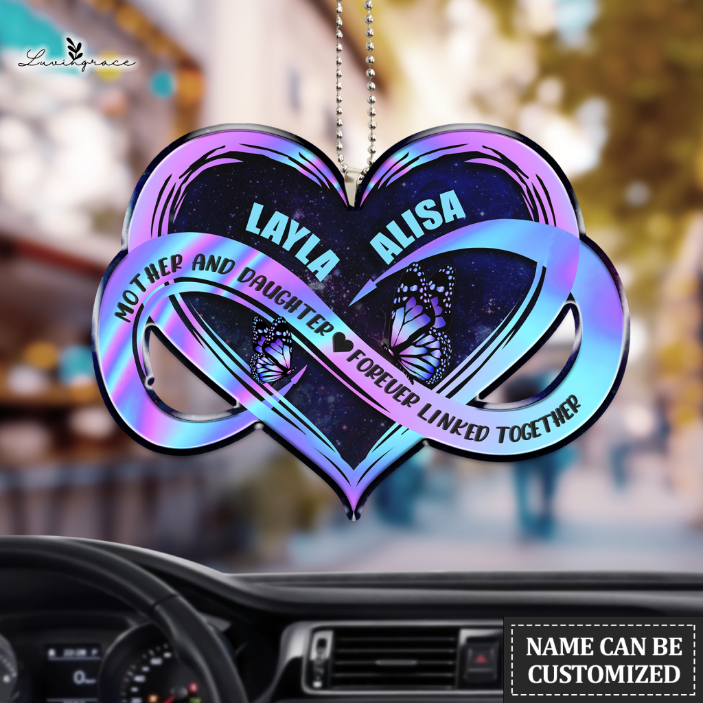 Personalized Mother And Daughter Forever Linked Together Ornament