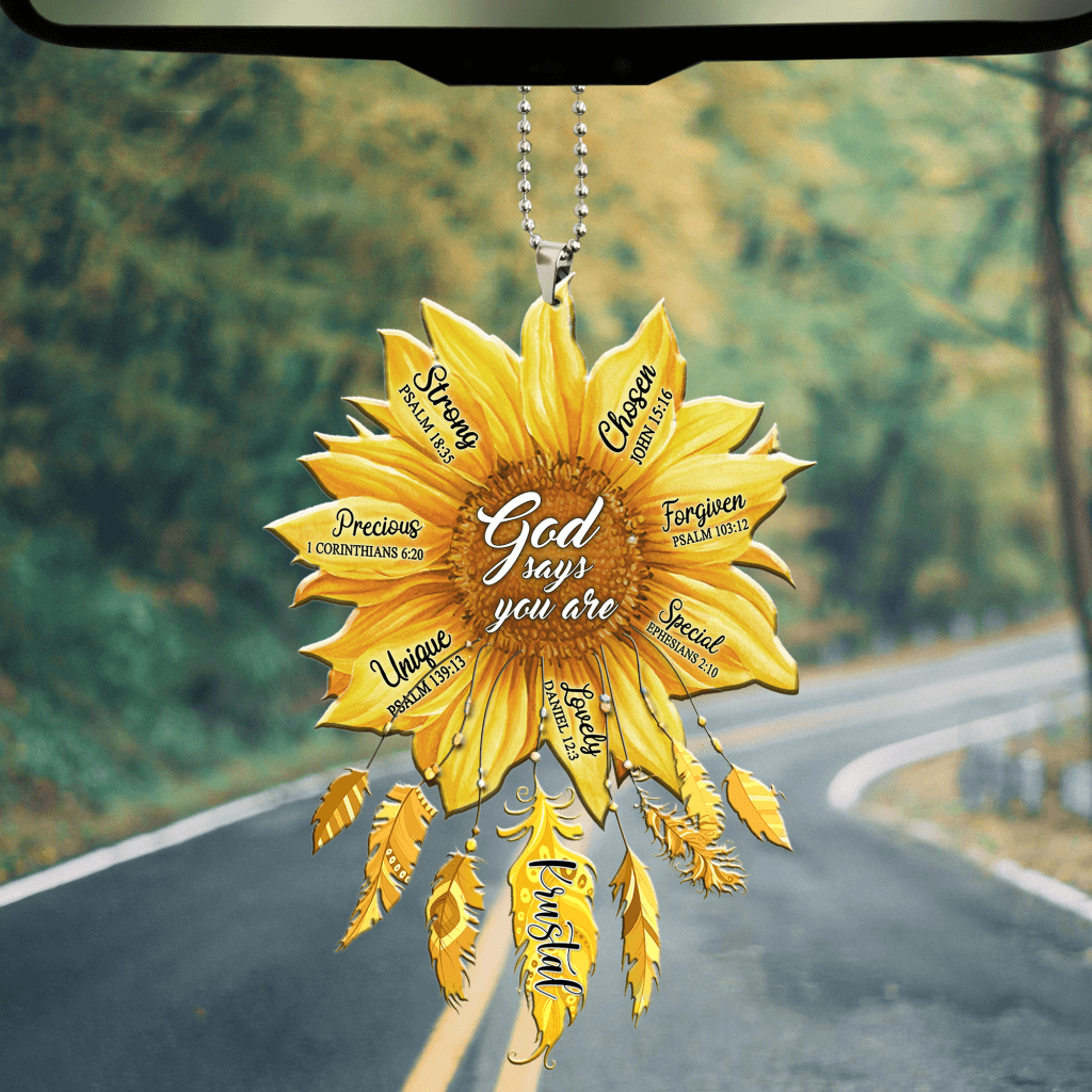 Personalized Sunflower Feather God Says You Are Ornament