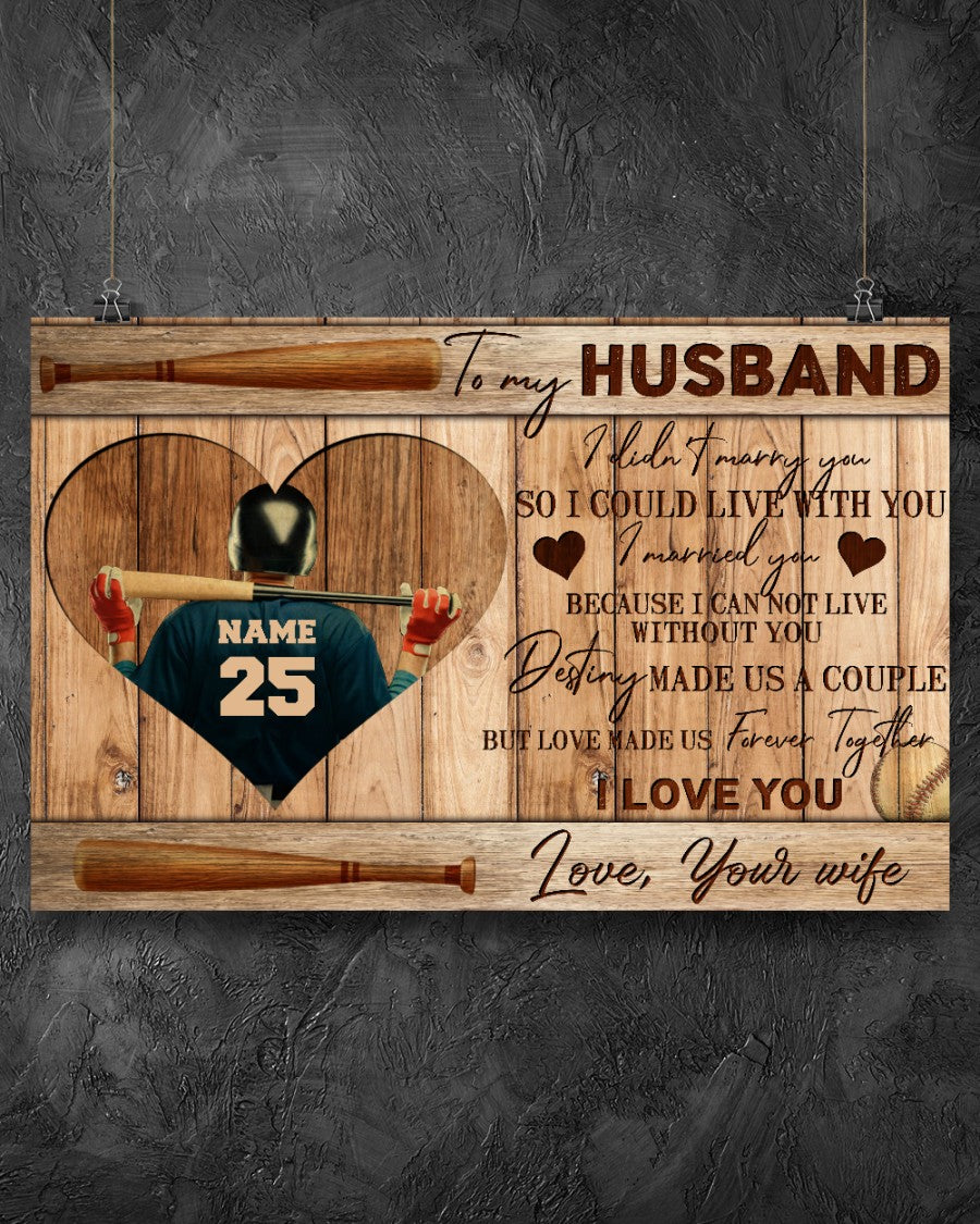 Baseball To My Husband Poster