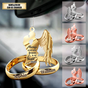 Customized Husband Wife With Wings Wedding Rings Family Loss Memorial Acrylic Ornament