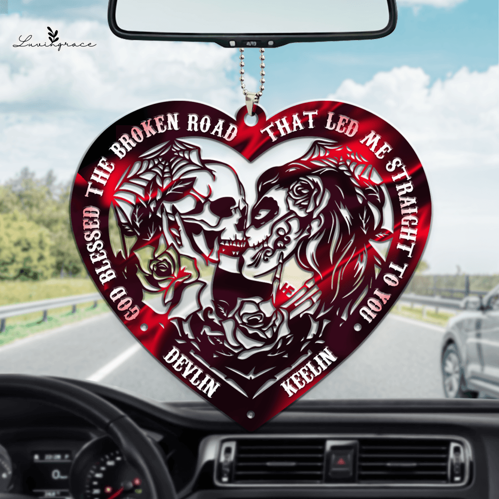 Skull Couple God Blessed Personalized Ornament