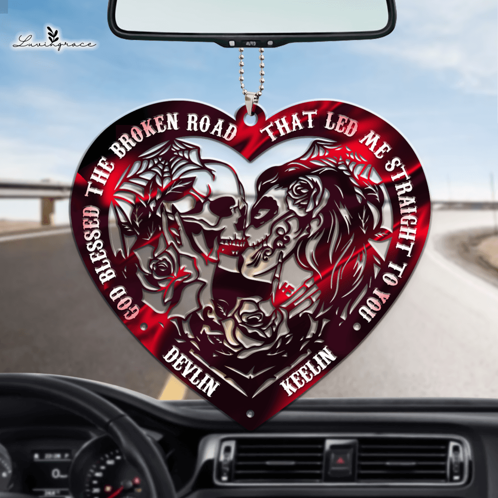 Skull Couple God Blessed Personalized Ornament