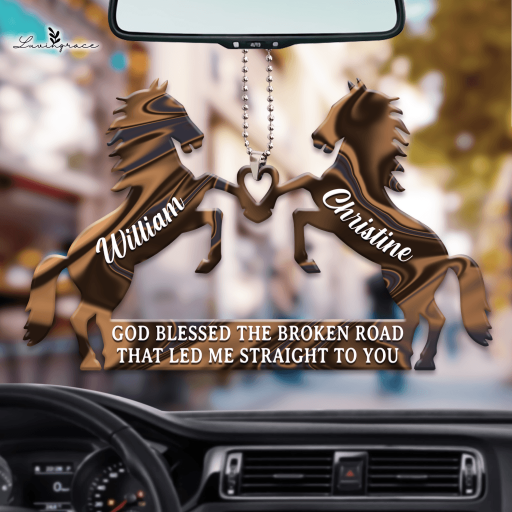 Two Horses With Heart God Blessed Personalized Ornament