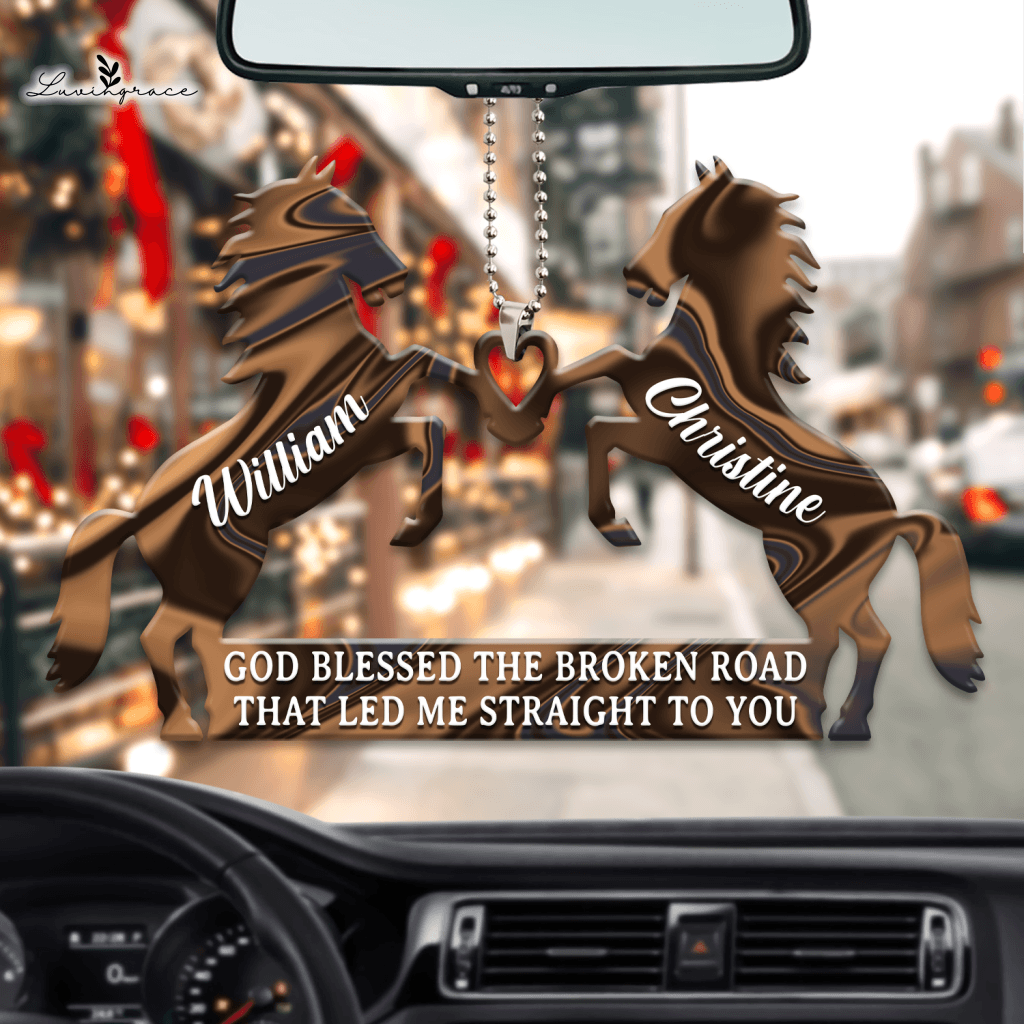 Two Horses With Heart God Blessed Personalized Ornament