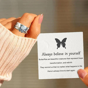Always Believe in Yourself Butterflies Silver Spinner Ring