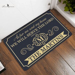 Vintage Monogram As For My House Personalized Family Doormat