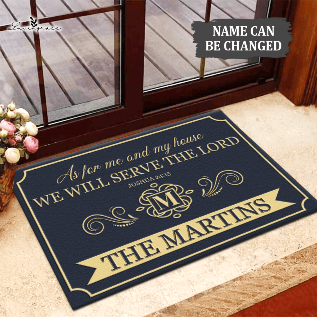 Vintage Monogram As For My House Personalized Family Doormat