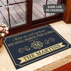 Vintage Monogram As For My House Personalized Family Doormat
