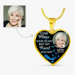 Your Wings Were Ready, Custom Photo, Luxury Heart Necklace