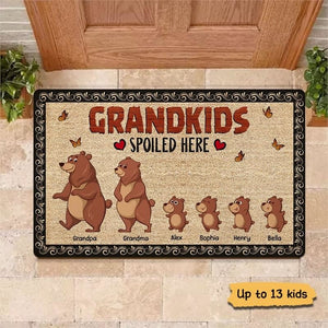 Bear Grandparents Grandkids Spoiled Here Personalized Doormat