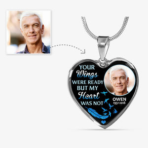 Your Wings Were Ready, Custom Photo, Luxury Heart Necklace