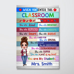 Doll Teacher Wood Texture Classroom Personalized Vertical Poster