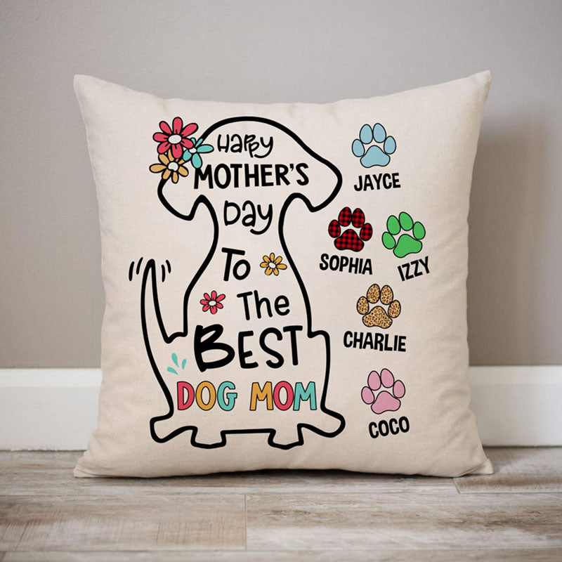 Personalized Happy Mother's Day Best Dog Mom Pillowcase