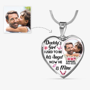 I Used To Be His Angel Now He Is Mine, Custom Photo, Luxury Heart Necklace