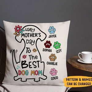 Personalized Happy Mother's Day Best Dog Mom Pillowcase